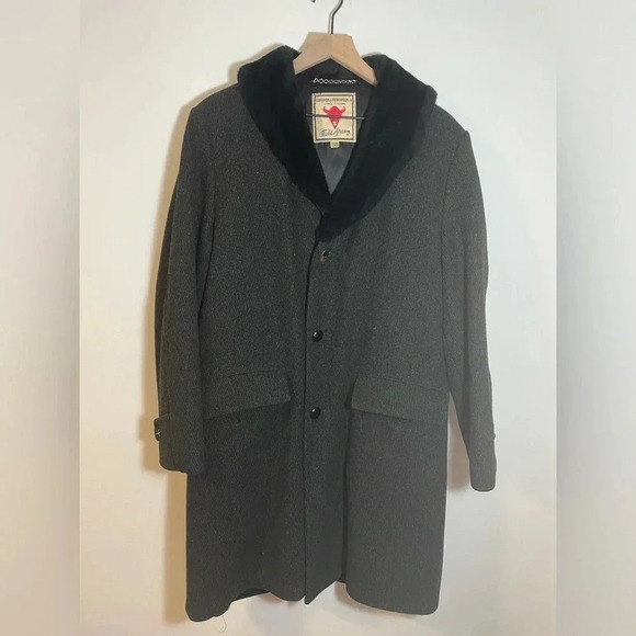 Vintage Field & Stream Mens Heavy LS Button Up Coat Jacket Faux Fur Size 38 Gray - Picture 1 of 9